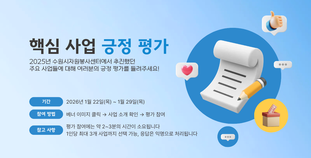 2025년 수원시자원봉사센터 핵심 사업 긍정 평가